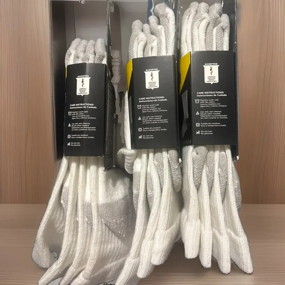 Dr. Scholl's Mens 7-12 White Work Compression Crew Socks Professional 3 Pair NE